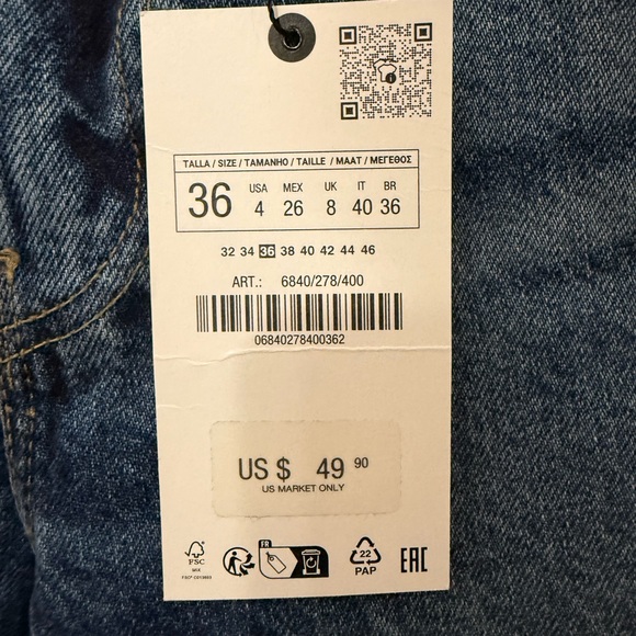 Zara dark denim NWT size 4 jeans - Picture 3 of 4